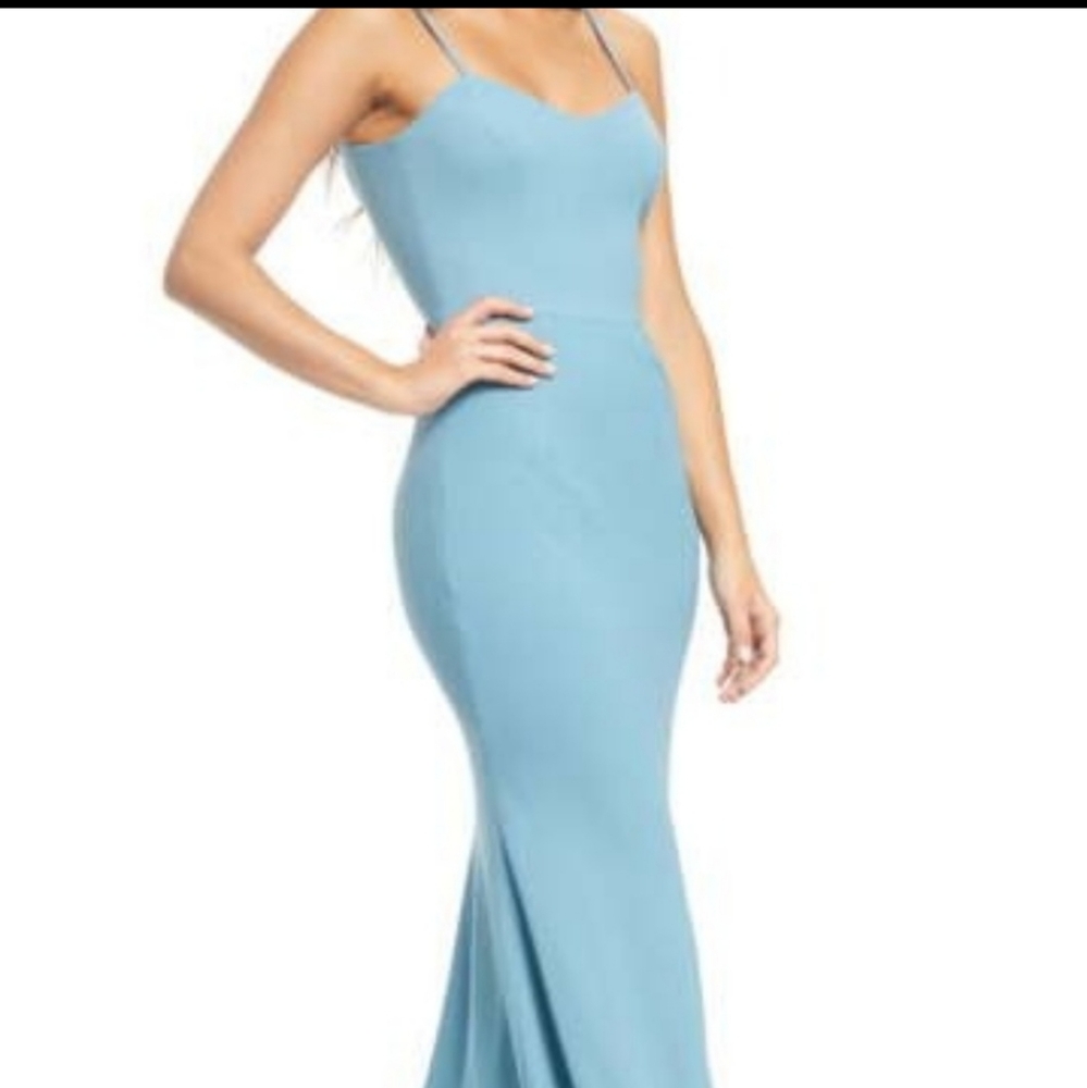 DRESS THE POPULATION SEA BREEZE SKY BLUE JODI EVENING MERMAID GOWN WOMEN… - Picture 8 of 16